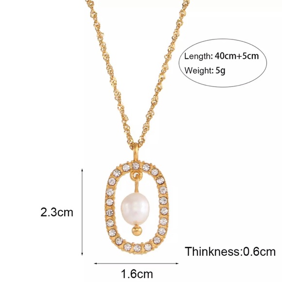 New 18K Fresh Water Pearl Oval Pendant Necklace, nice Necklace, cute Necklace - Picture 5 of 5